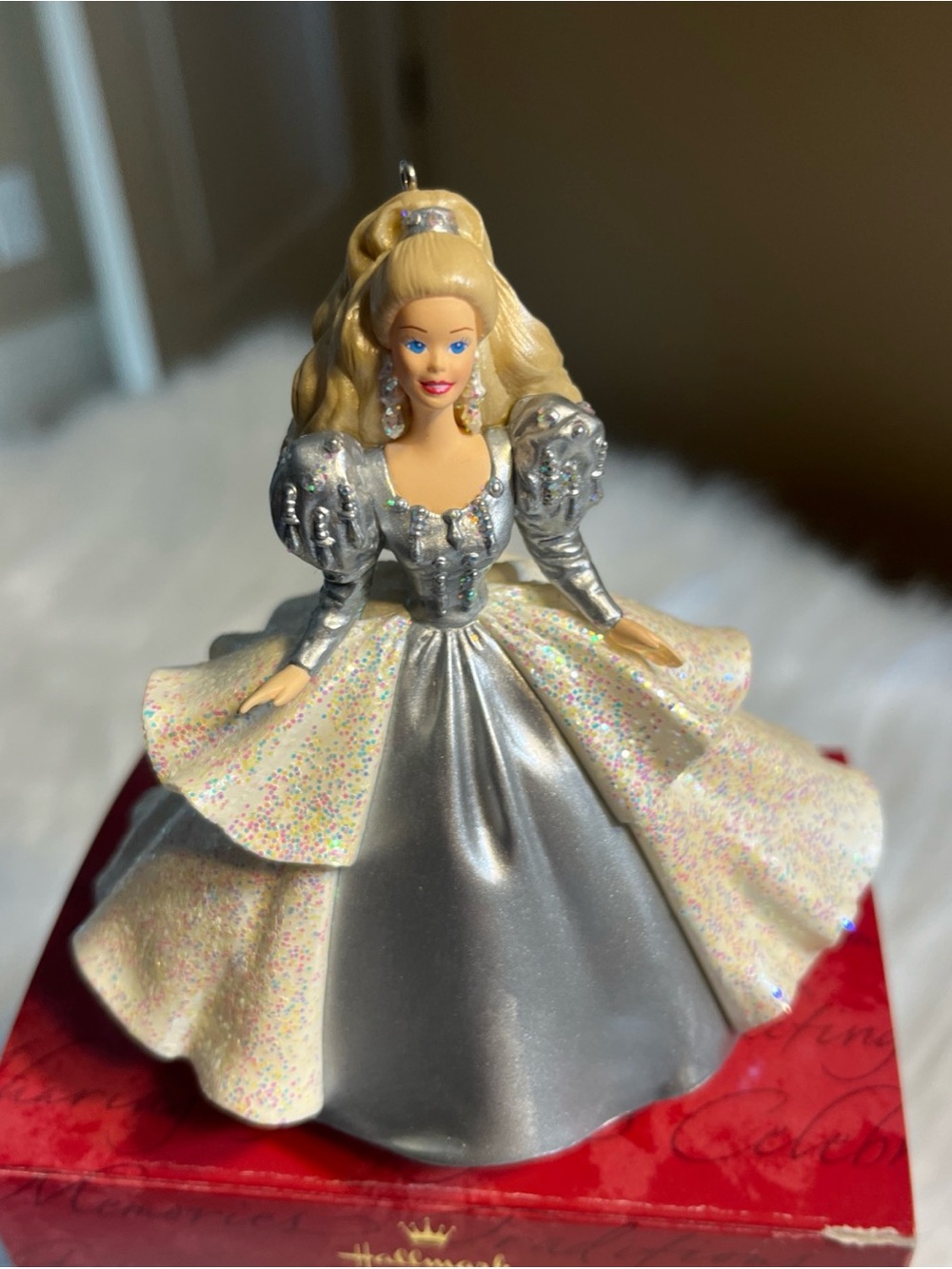 Hallmark 2000 Happy Holidays Barbie Ornament based on 1992 Holiday Barbie Doll